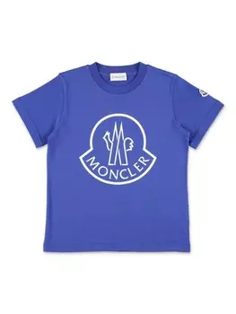 Moncler Enfant футболка из хлопка с логотипом, синий