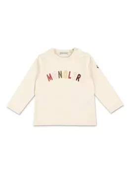 Moncler Enfant футболка с длинным рукавом и принтом логотипа, белый
