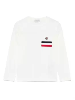 Moncler Enfant футболка с длинными рукавами и карманами, белый