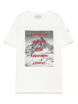 Moncler Enfant футболка с графическим принтом, белый