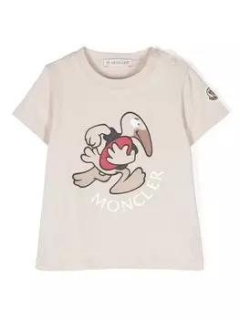 Moncler Enfant футболка с графическим принтом, коричневый