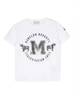 Moncler Enfant футболка с графичным принтом, белый
