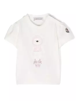 Moncler Enfant футболка с графичным принтом, белый