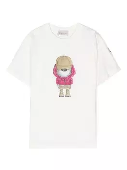 Moncler Enfant футболка с графичным принтом, белый