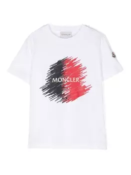 Moncler Enfant футболка с логотипом, белый