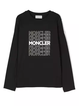 Moncler Enfant футболка с логотипом, черный