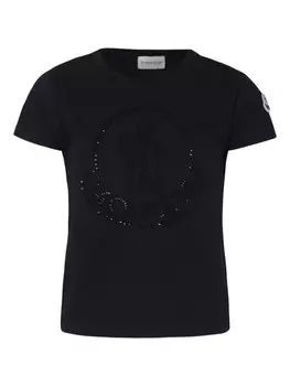 Moncler Enfant футболка с логотипом, черный