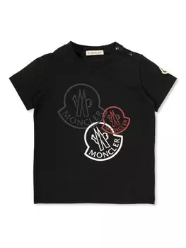 Moncler Enfant футболка с логотипом, черный