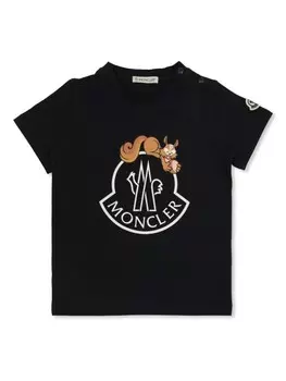 Moncler Enfant футболка с логотипом, черный