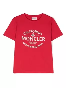 Moncler Enfant футболка с логотипом, красный