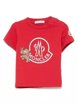 Moncler Enfant футболка с логотипом, красный