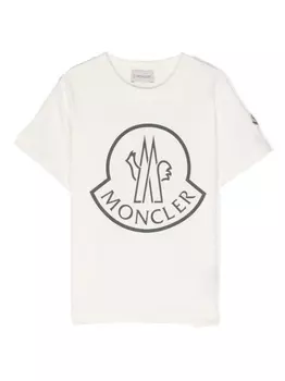Moncler Enfant футболка с логотипом, нейтральный цвет