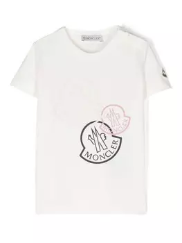 Moncler Enfant футболка с логотипом, нейтральный цвет
