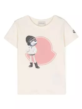 Moncler Enfant футболка с логотипом, нейтральный цвет