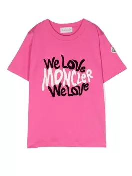 Moncler Enfant футболка с логотипом, розовый