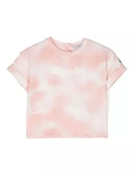 Moncler Enfant футболка с логотипом, розовый