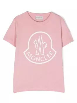 Moncler Enfant футболка с логотипом, розовый