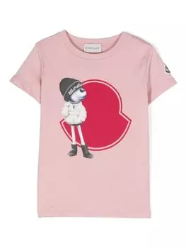 Moncler Enfant футболка с логотипом, розовый
