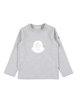 Moncler Enfant футболка с логотипом, серый
