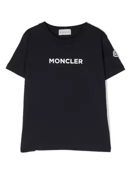 Moncler Enfant футболка с логотипом, синий