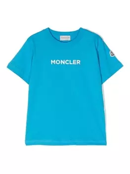 Moncler Enfant футболка с логотипом, синий