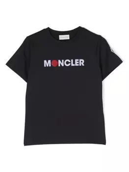 Moncler Enfant футболка с логотипом, синий
