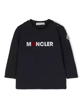 Moncler Enfant футболка с логотипом, синий