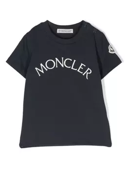 Moncler Enfant футболка с логотипом, синий