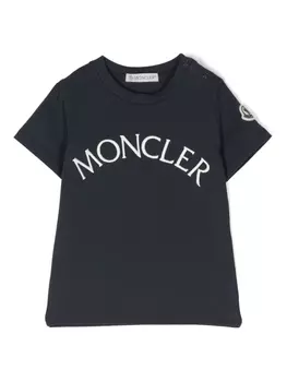 Moncler Enfant футболка с логотипом, синий