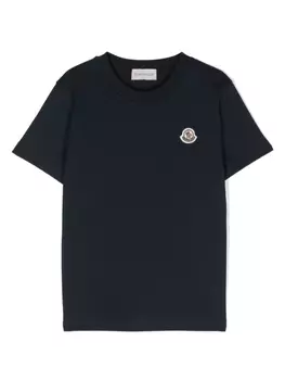 Moncler Enfant футболка с логотипом, синий