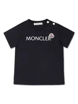 Moncler Enfant футболка с логотипом, синий