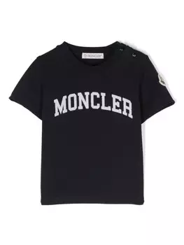 Moncler Enfant футболка с логотипом, синий