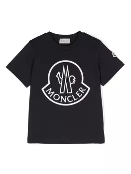 Moncler Enfant футболка с логотипом, синий