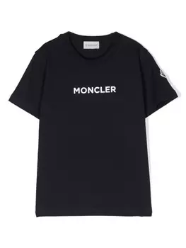 Moncler Enfant футболка с логотипом, синий