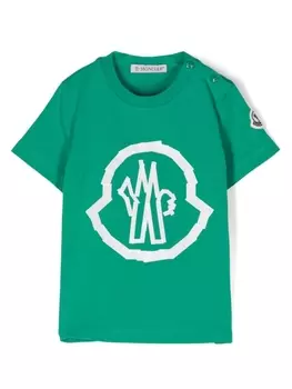 Moncler Enfant футболка с логотипом, зеленый