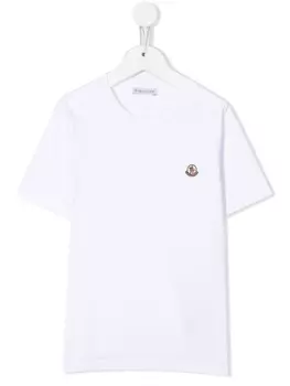 Moncler Enfant футболка с нашивкой-логотипом, белый