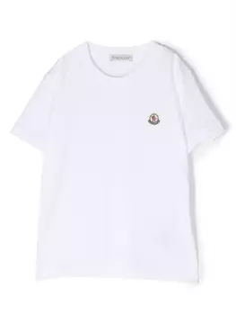 Moncler Enfant футболка с нашивкой-логотипом, белый