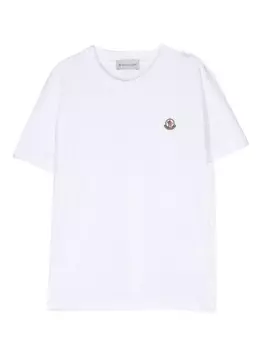 Moncler Enfant футболка с нашивкой-логотипом, белый