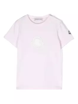 Moncler Enfant футболка с нашивкой-логотипом, розовый