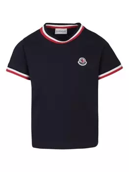 Moncler Enfant футболка с нашивкой-логотипом, синий