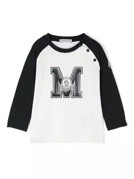 Moncler Enfant футболка с прорезиненным логотипом, белый