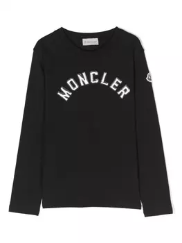 Moncler Enfant футболка с тисненым логотипом, черный