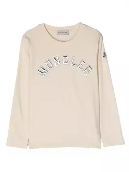 Moncler Enfant футболка с тисненым логотипом, нейтральный цвет