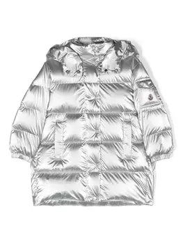 Moncler Enfant глянцевый пуховик Amra, серебристый