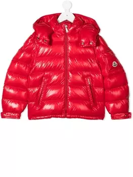 Moncler Enfant глянцевый пуховик, красный