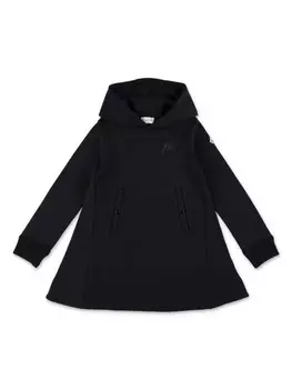 Moncler Enfant хлопковое платье с аппликацией, черный