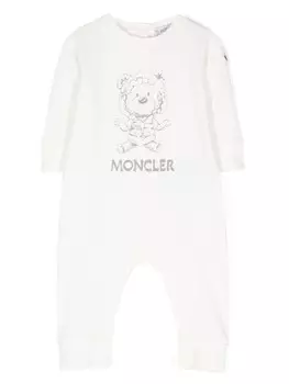 Moncler Enfant хлопковый комбинезон с логотипом, белый