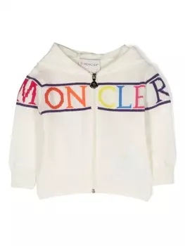 Moncler Enfant худи на молнии с логотипом, белый