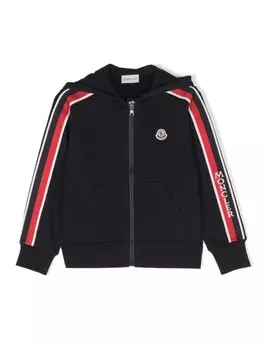 Moncler Enfant худи на молнии с логотипом, синий