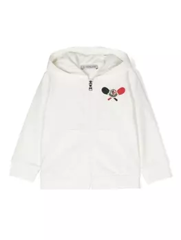 Moncler Enfant худи на молнии с нашивкой-логотипом, белый